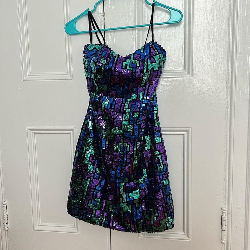 Geometric Sequin Mini Dress